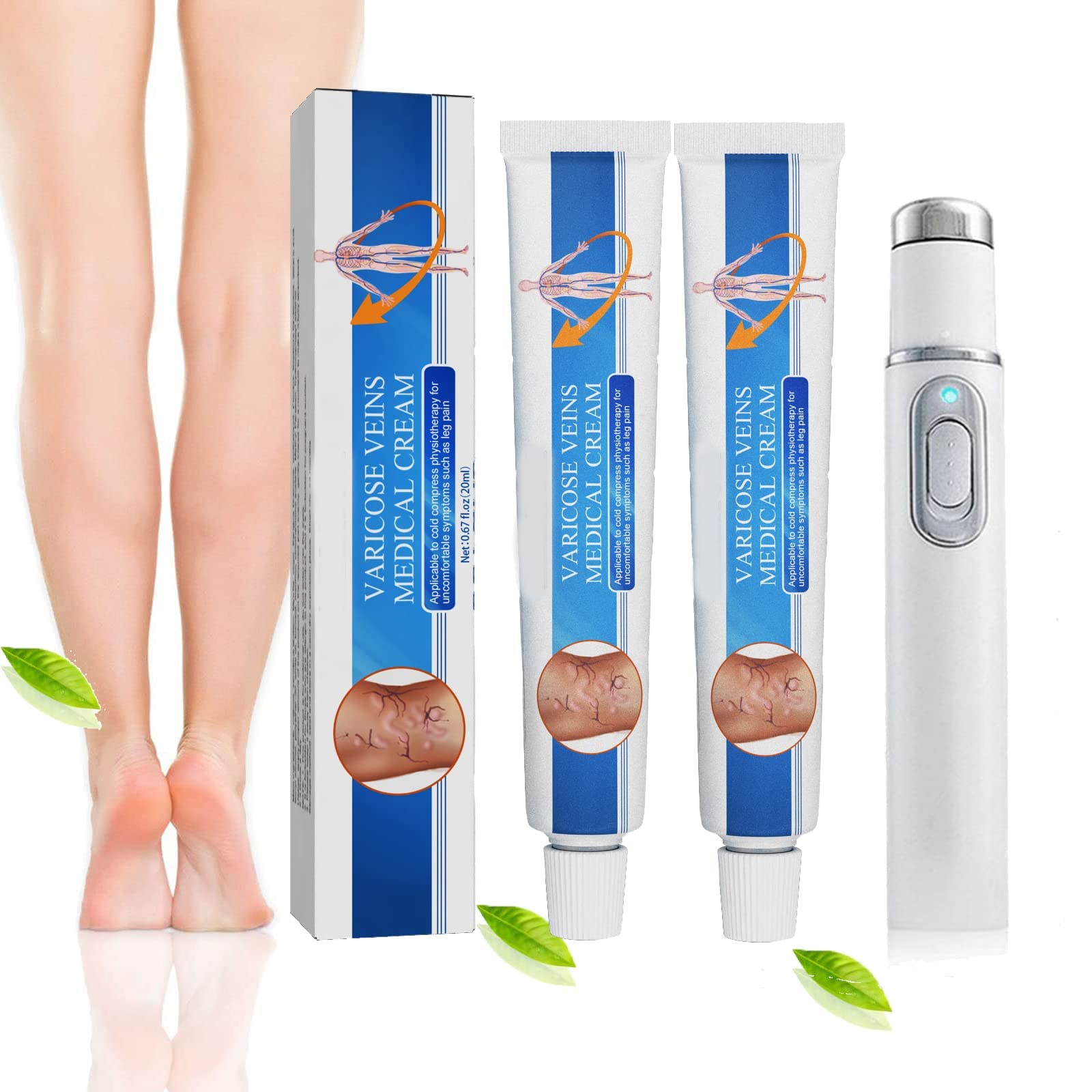 Veinshealth - Terapia de luz azul para venas varicosas (2 cremas + 1 bolígrafo)
