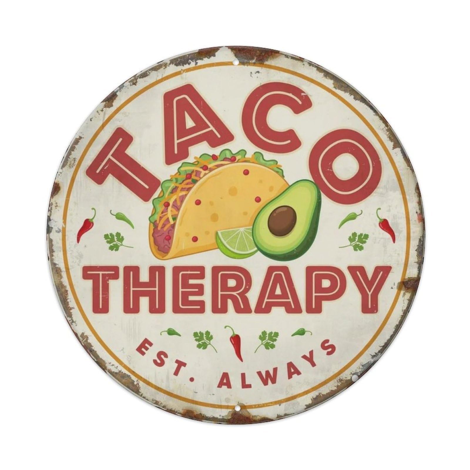 Taco Therapy Metal Tin Sign Plaque