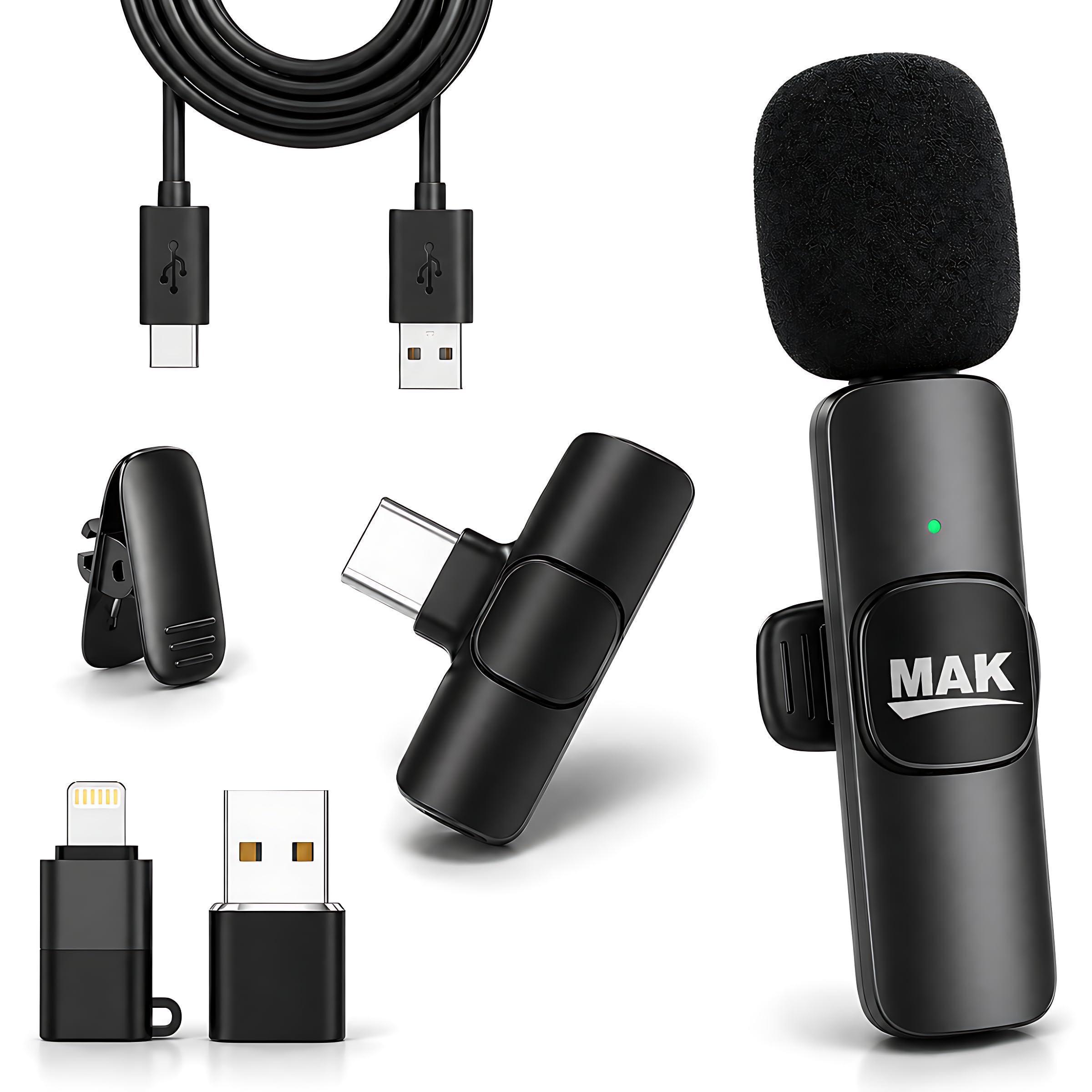 MAK M-08 Wireless Lavalier Microphone Collar Mic Compatible with Lightning & Type C Android, Plug and Play-image-10