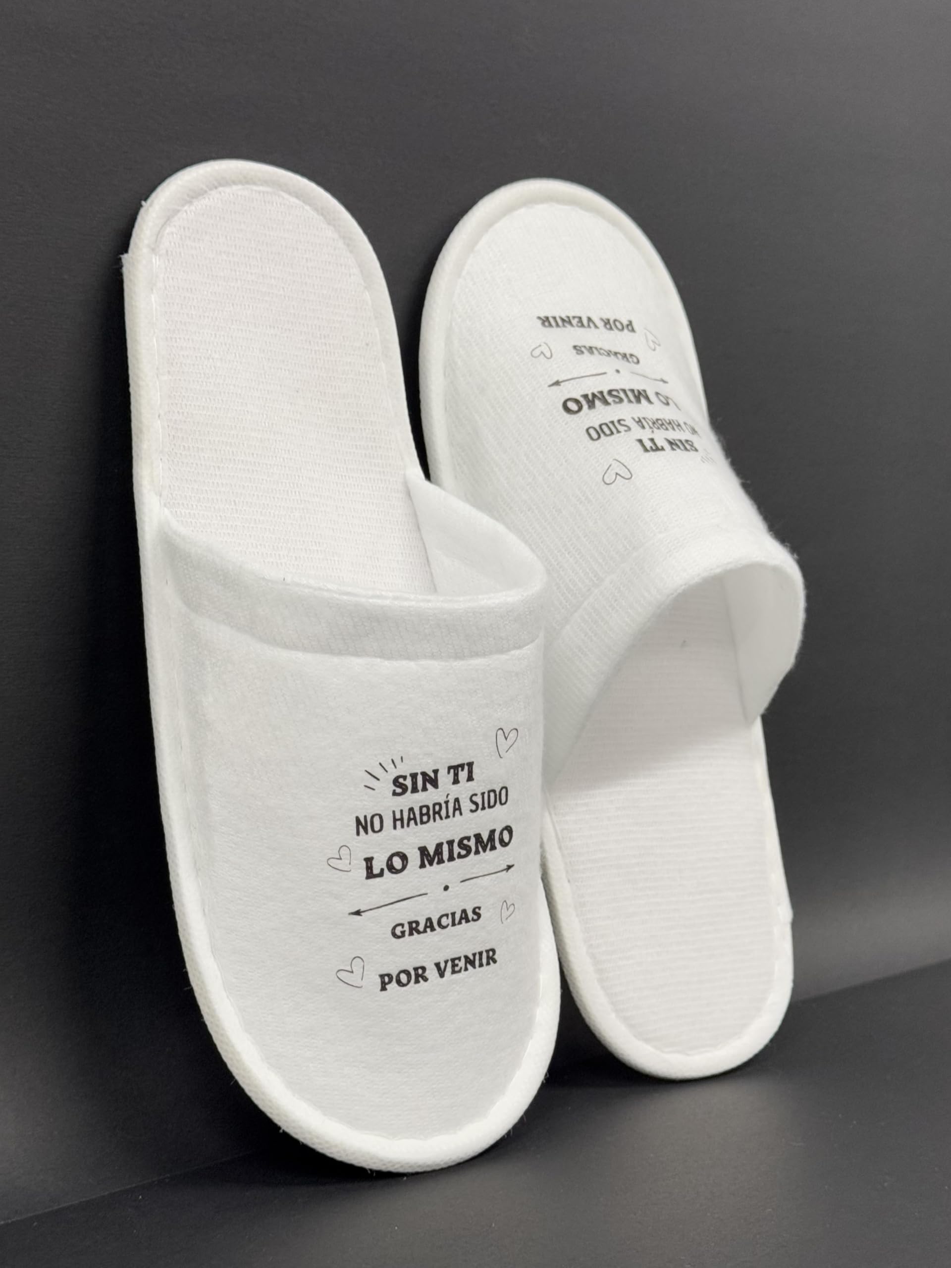 Uvimark | Pack de 10 Pares de Zapatillas de Casa con Mensaje a Elegir | Detalles Bodas, Comuniones, Bautizos