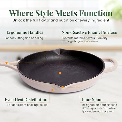 Miniatura 6 de Larder & Vine Sartén clásica de hierro fundido esmaltado, 10.6in (piedra)