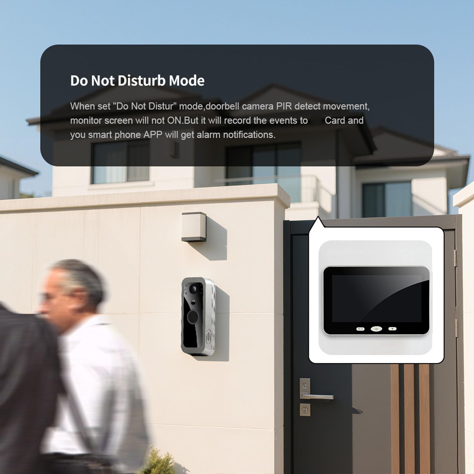 Videocitofono WiFi, Videocitofono 1080P con Display IPS 5 Pollici per Appartamenti Hotel, Grandangolo 150°, APP Rilevamento Movimento Monitoraggio Remoto Audio Bidirezionale