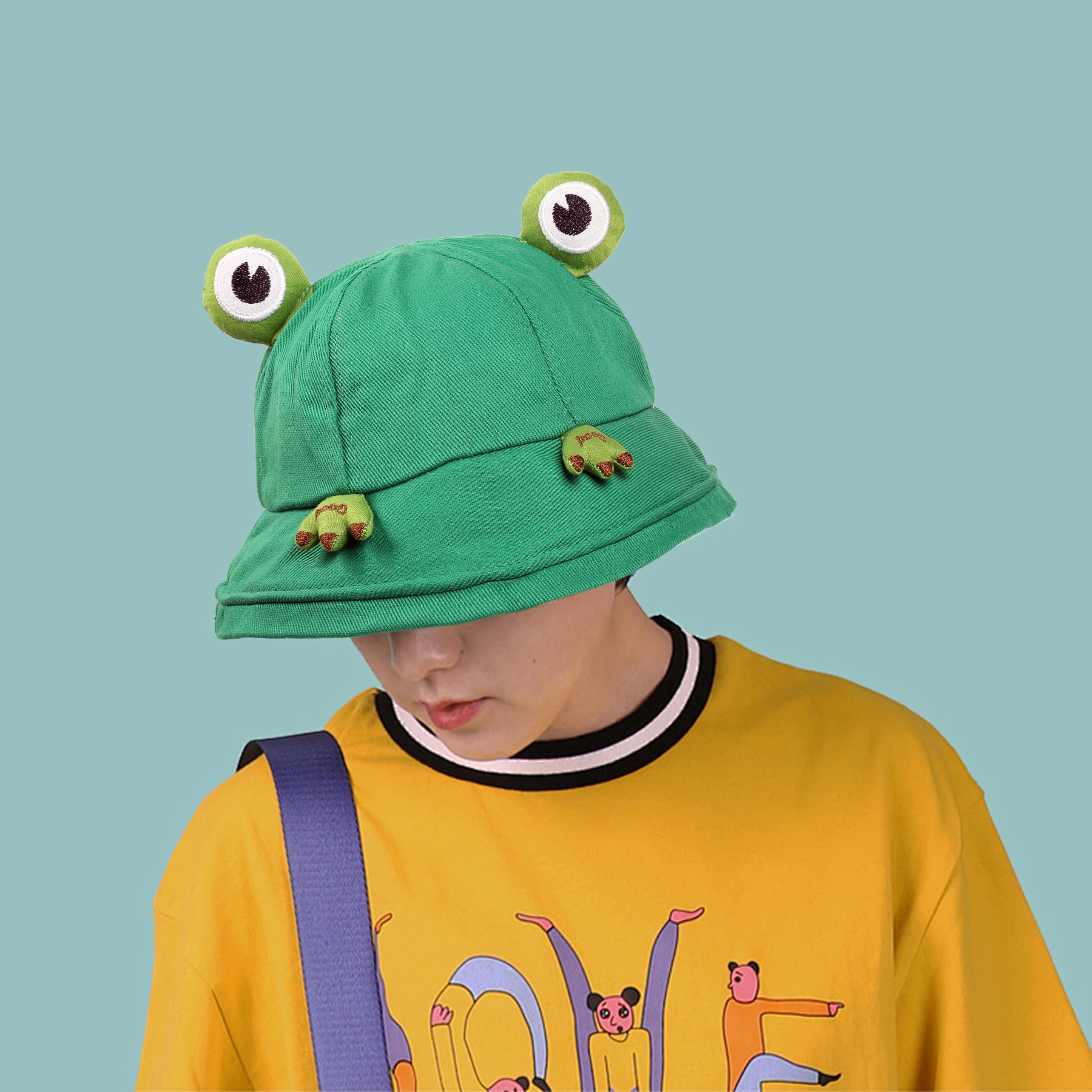 Wasise Frog Hat, Frog Bucket Hat with 50 Waterproof Stickers, Frogs Hats, Froggy Bucket Cap Adult, Froggy Gifts - Image 4