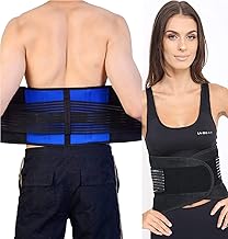 Body And Base TM, Adjustable Neoprene Double Pull Lumbar Support Lower Back Belt Brace Pain Relief (Medium (72-86 cm)