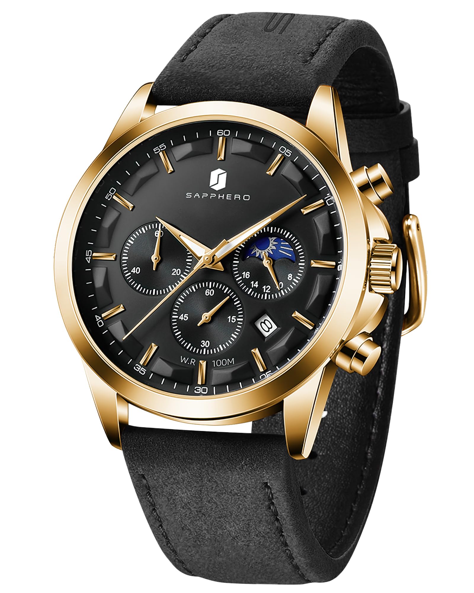 Benyar Watches Men's Chronograph Men's Watch 30 m Waterproof Analogue Quartz Watch Men's Business Calendar Sports Watch Gift for Men