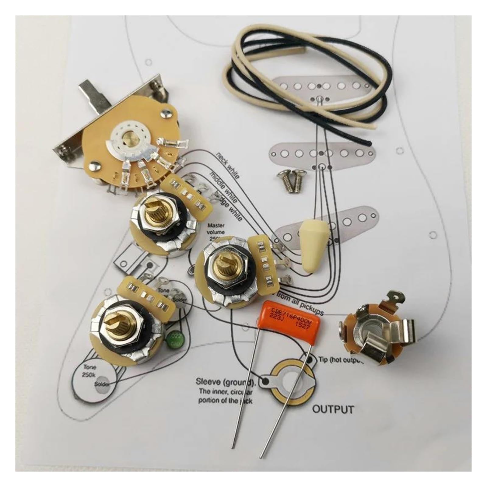 Potencjometr Gitarowy 250K Zestaw Okablowania Z Wałem Miedzianym Zawiera Kondensator 716P .022 400V Beginner Uprząż gitarowa