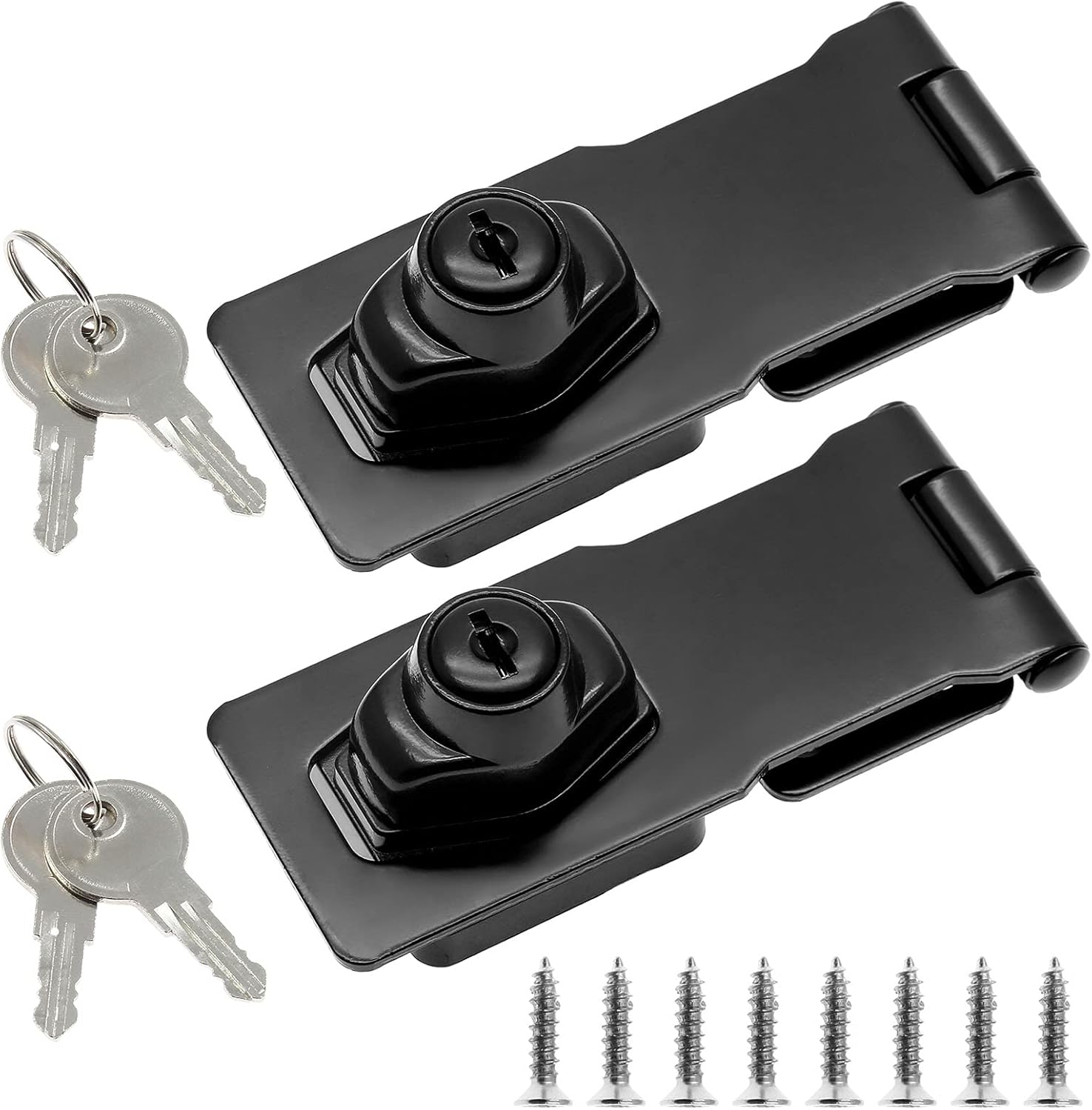 Jiozermi 2 Packs 4 Inch Hasp Locks with keys, Stainless Steel Hasp