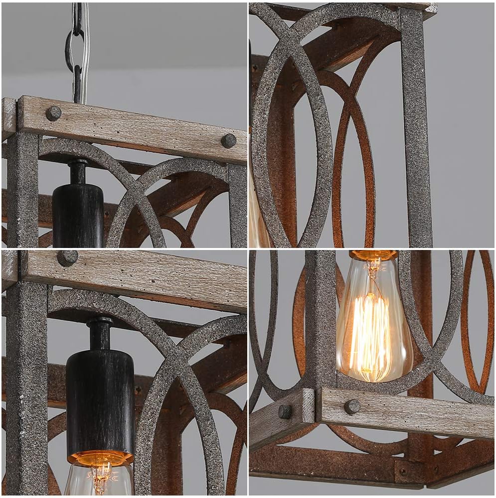 Lіmіtеd Dіѕсоunt Pendant Lighting for Kitchen Island, Farmhouse Wood Chandelier Square Rustic Black Metal Industrial Pendant Light Fixture, 1-Light Dining Room Lantern Ceiling Light Hanging for Foyer Entryway Hallway Amаzіng 🔥 Pendant Lighting for Kitchen Island, Farmhouse Wood Chandelier Square Rustic Black Metal Industrial Pendant Light Fixture, 1-Light Dining Room Lantern Ceiling Light Hanging for Foyer Entryway Hallway