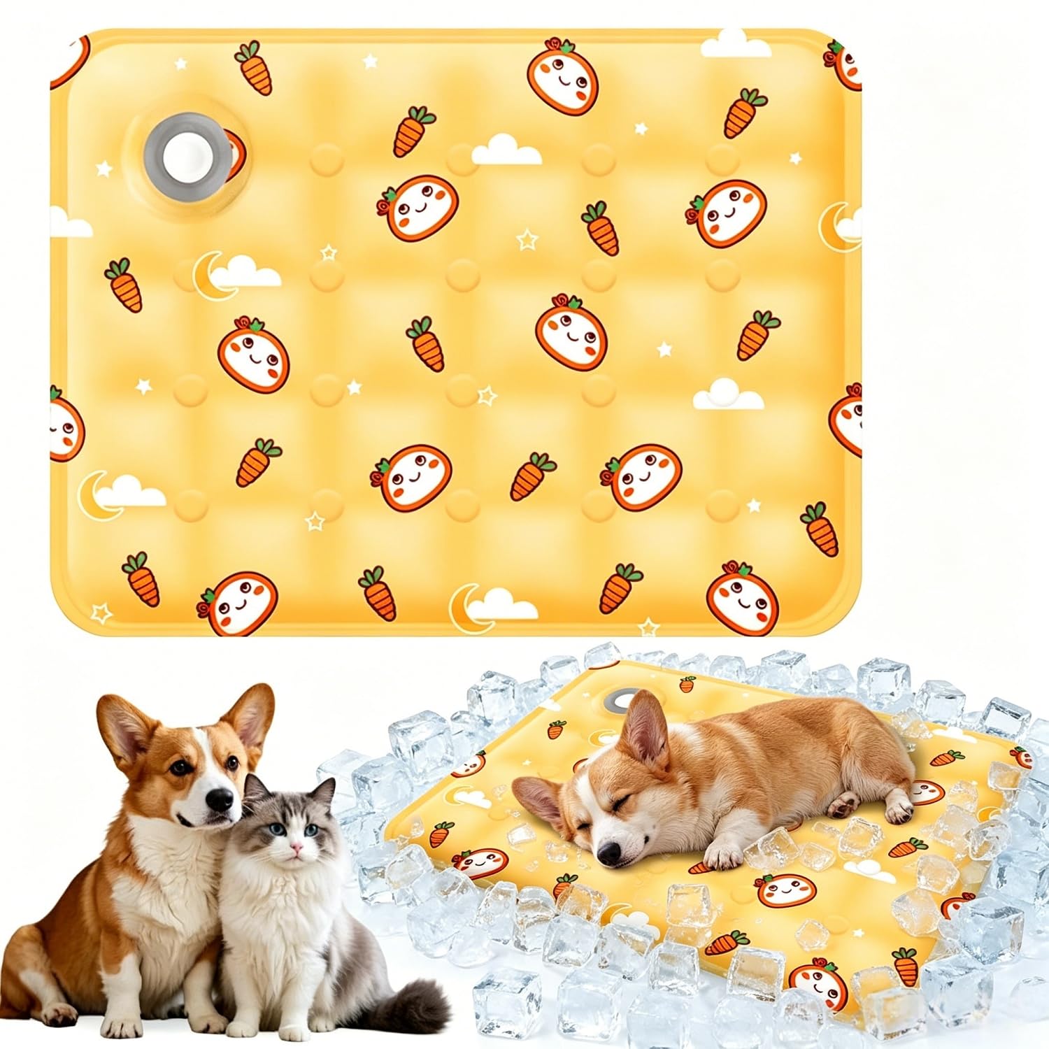 Dog Cooling Mat,Durable Pet Cool Mat for Dogs Cats,Foldable Durable Water Filled Model Cooling Mats,Non-Toxic Gel Self Cooling Pad for Dogs Cats,Great Pets Cool in Hot Summer (C, 90 * 60CM)
