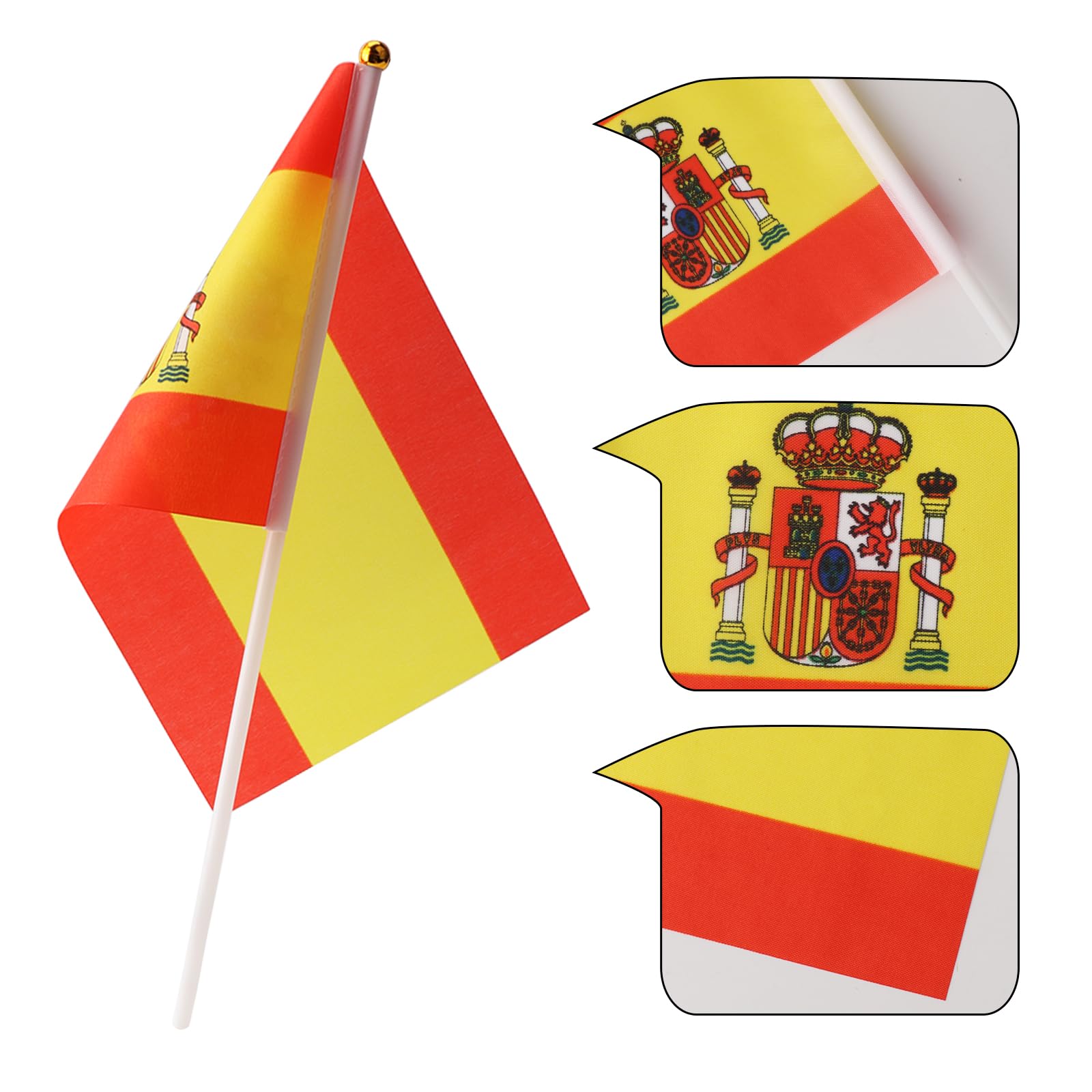 16-częściowy zestaw flag, dekoracje do kubków europejskich, 1 sztuka duża flaga 150 x 90 cm, z mosiężnymi oczkami, 15 sztuk mała flaga ręczna, dekorowana na imprezy sportowe, imprezy(Hiszpania)