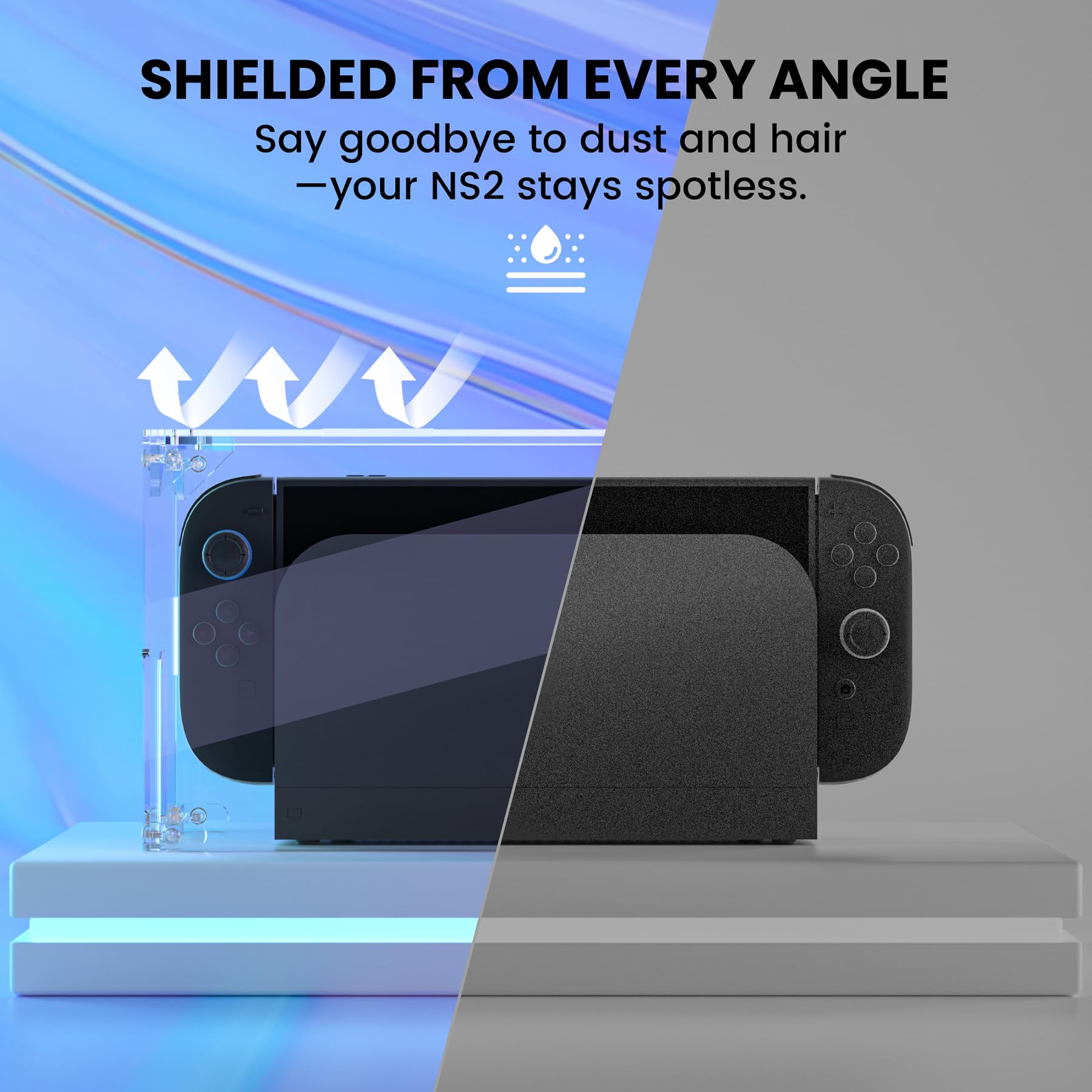 PlayVital Coque Anti-Poussière pour Switch 2 Console,Housse Étui de Protection pour Switch 2 Chargeur Dock Cover Acrylique Boîte d'Affichage Anti-Rayures Étanche/Assemble-Clair