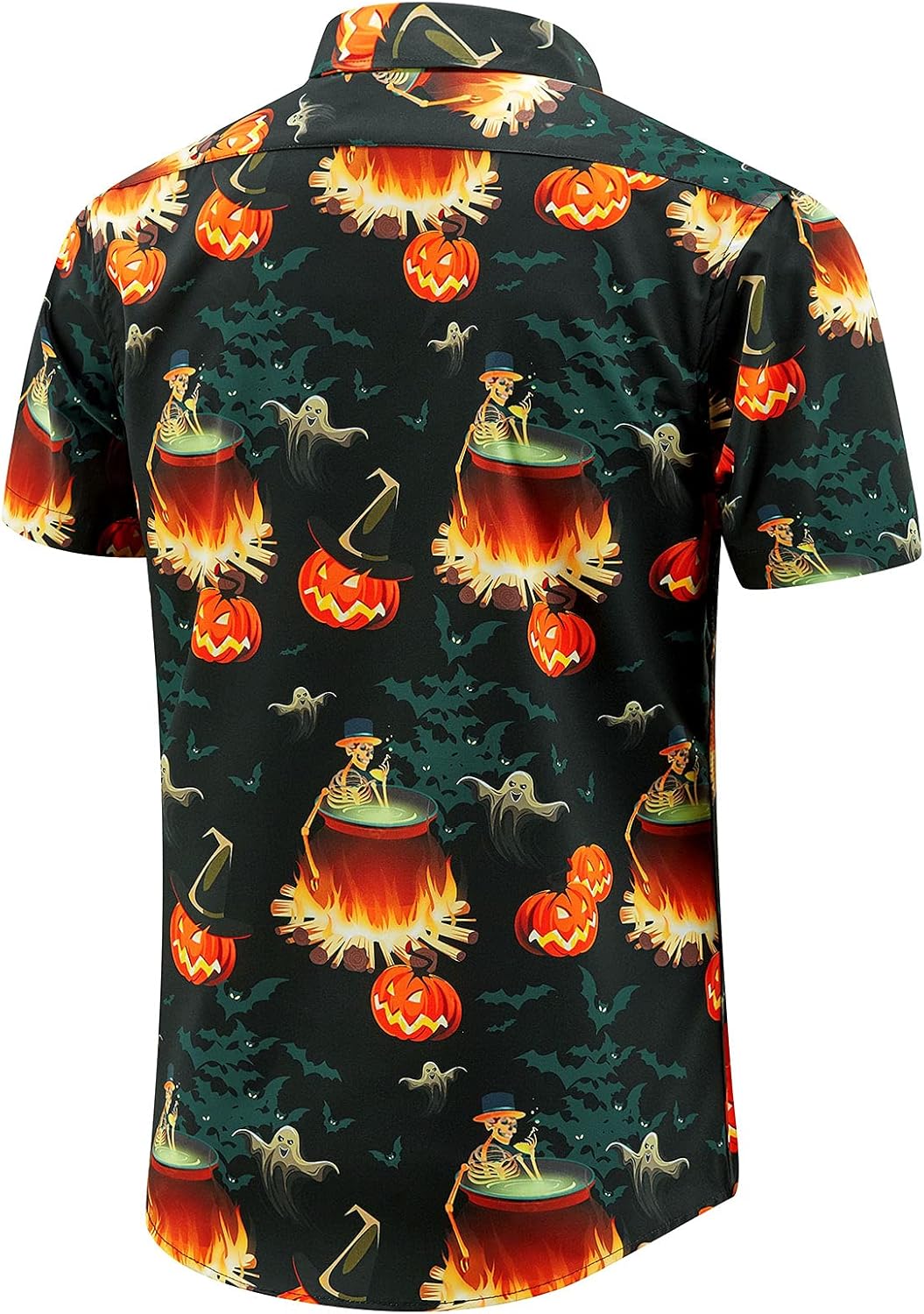 J&DHUASHA Mens Halloween Shirt Fun Pumpkins Short Sleeve Button Down Hawaiian Dress Shirts - Image 3