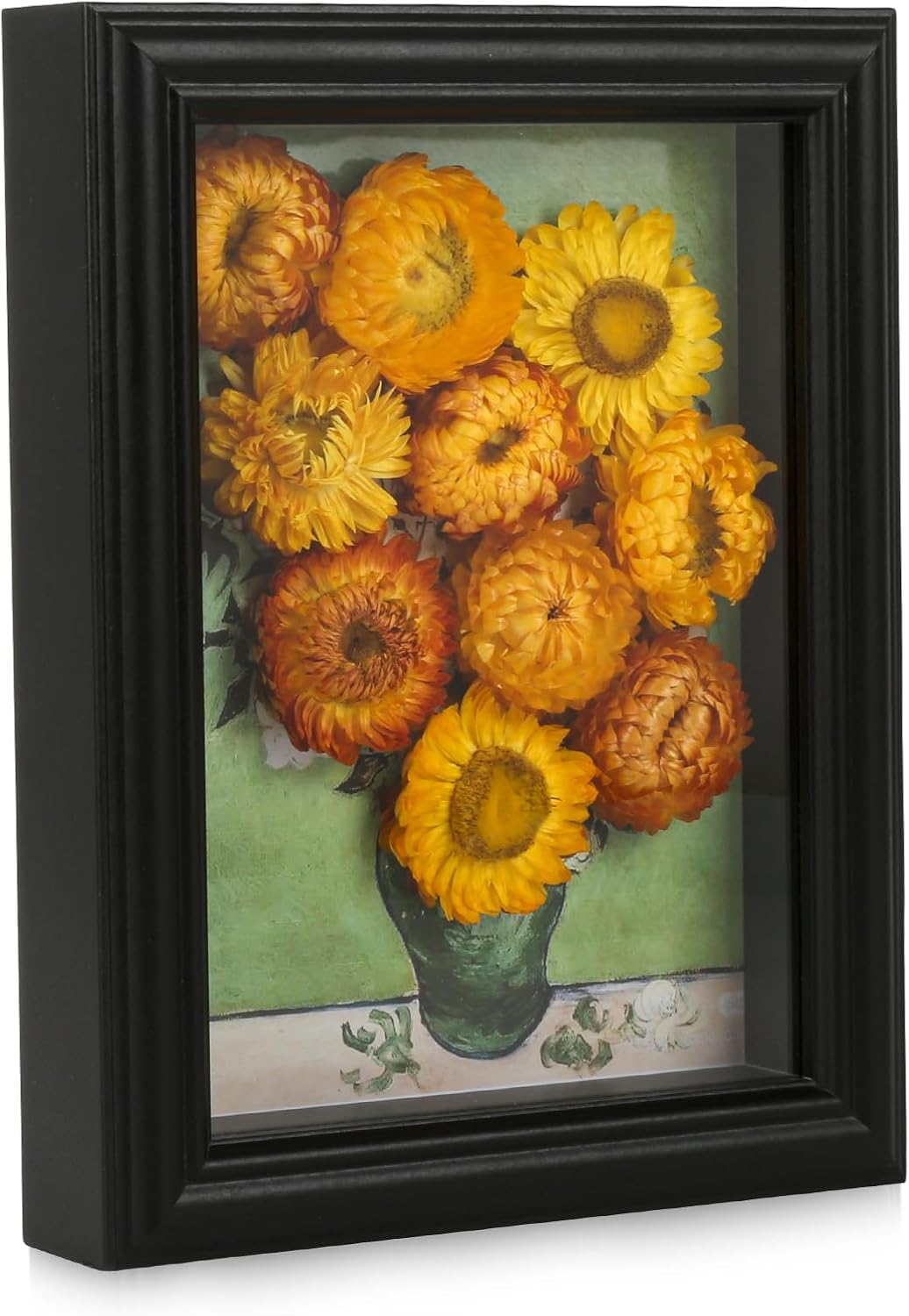 5x7 Black Shadow Box Frame with 0.7" Inner Depth, Real Glass Front