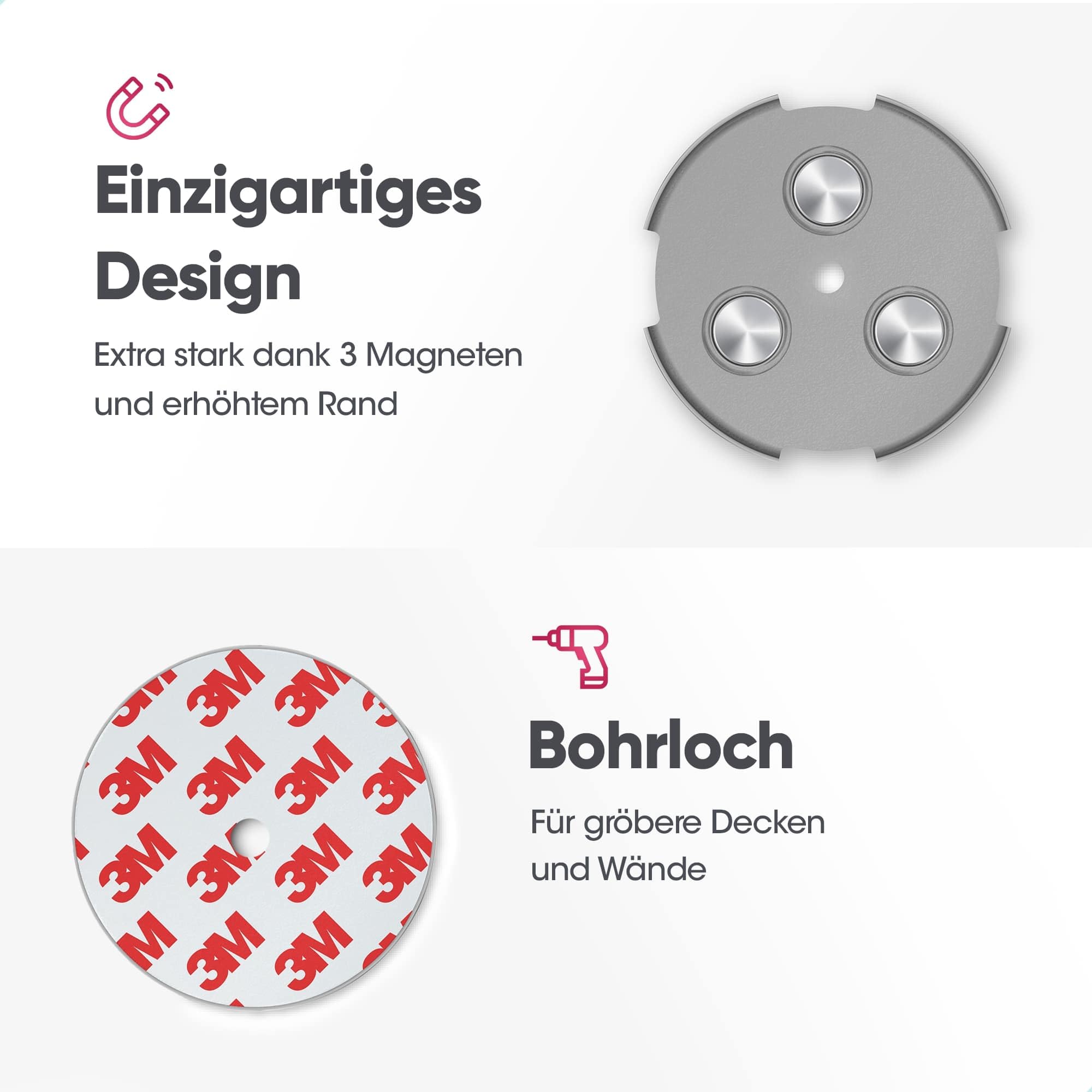 SAVS RMAX-60 Magnethalterung Rauchmelder Magnethalter 60mm - 10 Stück Set - Magnetbefestigung für Feuermelder - Brandmelder Magnetplatten Halterung - Magnet Befestigung Selbstklebend mit Klebepads