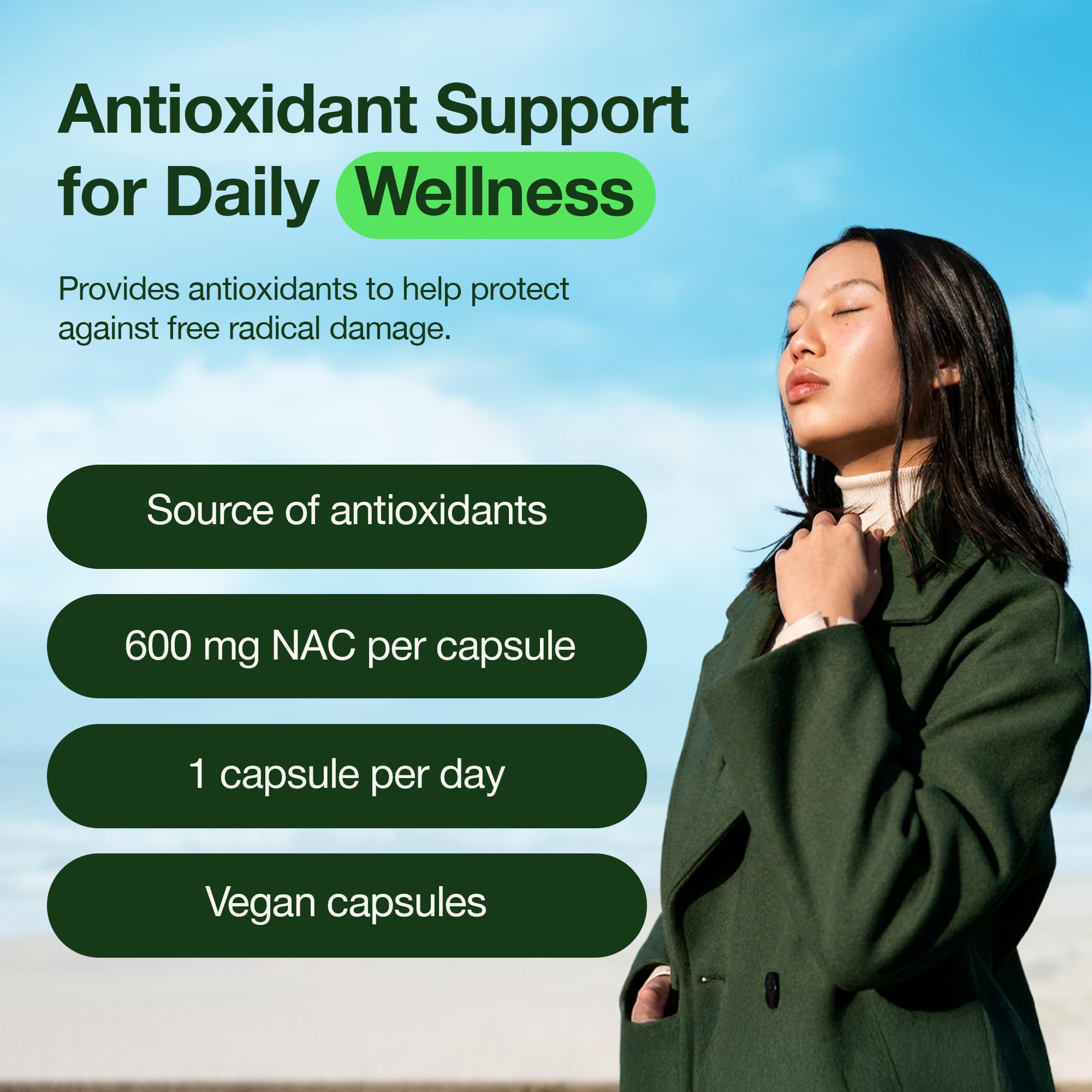 VitaRoot NAC 600mg – 180 Capsules N-Acetyl Cysteine with Glycine Support – High Potency Antioxidant Formula – Vegan, Non-GMO, Made in Canada - 3
