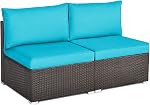 Tangkula 7 Pieces Wicker Patio Furniture Set, Outdoor Sectional Rattan Sofa Set for 6 with Seat & Back Cushions, Pillows, Coffee Table, Modular Conversation Set for Backyard, Poolside, Deck & Garden
