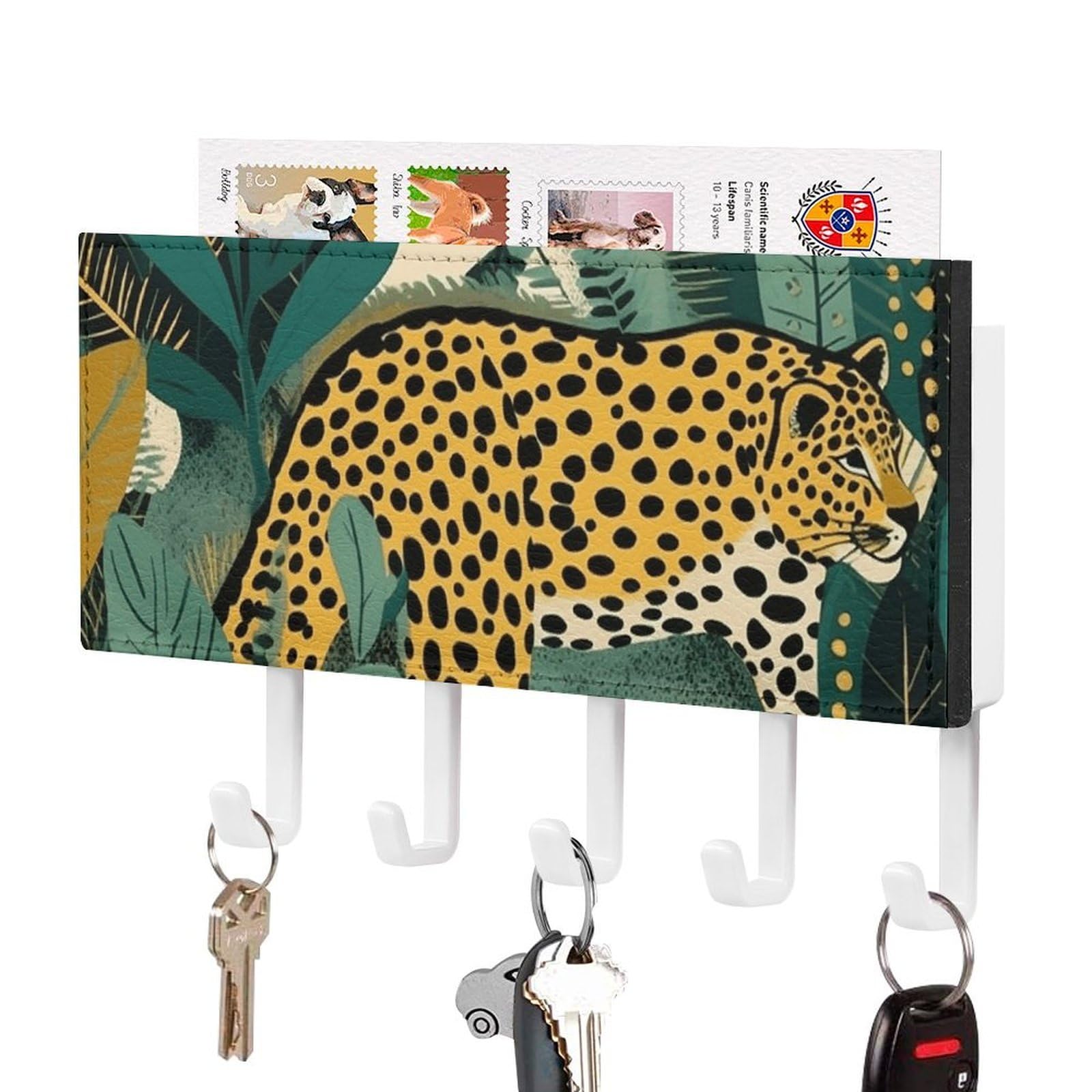 Colgador para llaves de pared en verde y amarillo ideal para ordenar el vestíbulo familiar