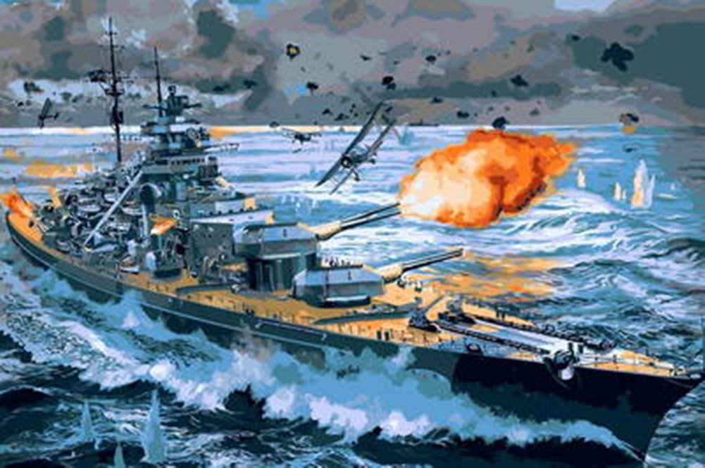 WOWDECOR Paint by Numbers Kits, Number Painting - Sea Battleship 16x20 inch (Frameless)