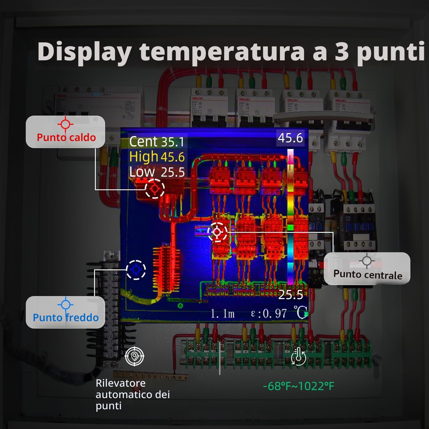 BSIDE SH7 Termocamera Multimetro 320×320 Risoluzione con 20000 conteggi Multimetro 3,98'' TFT Touchscreen 25Hz Termocamere infrarossi (-20℃-1300℃) con 15 tavolozze termiche TRMS Auto-Ranging Tester