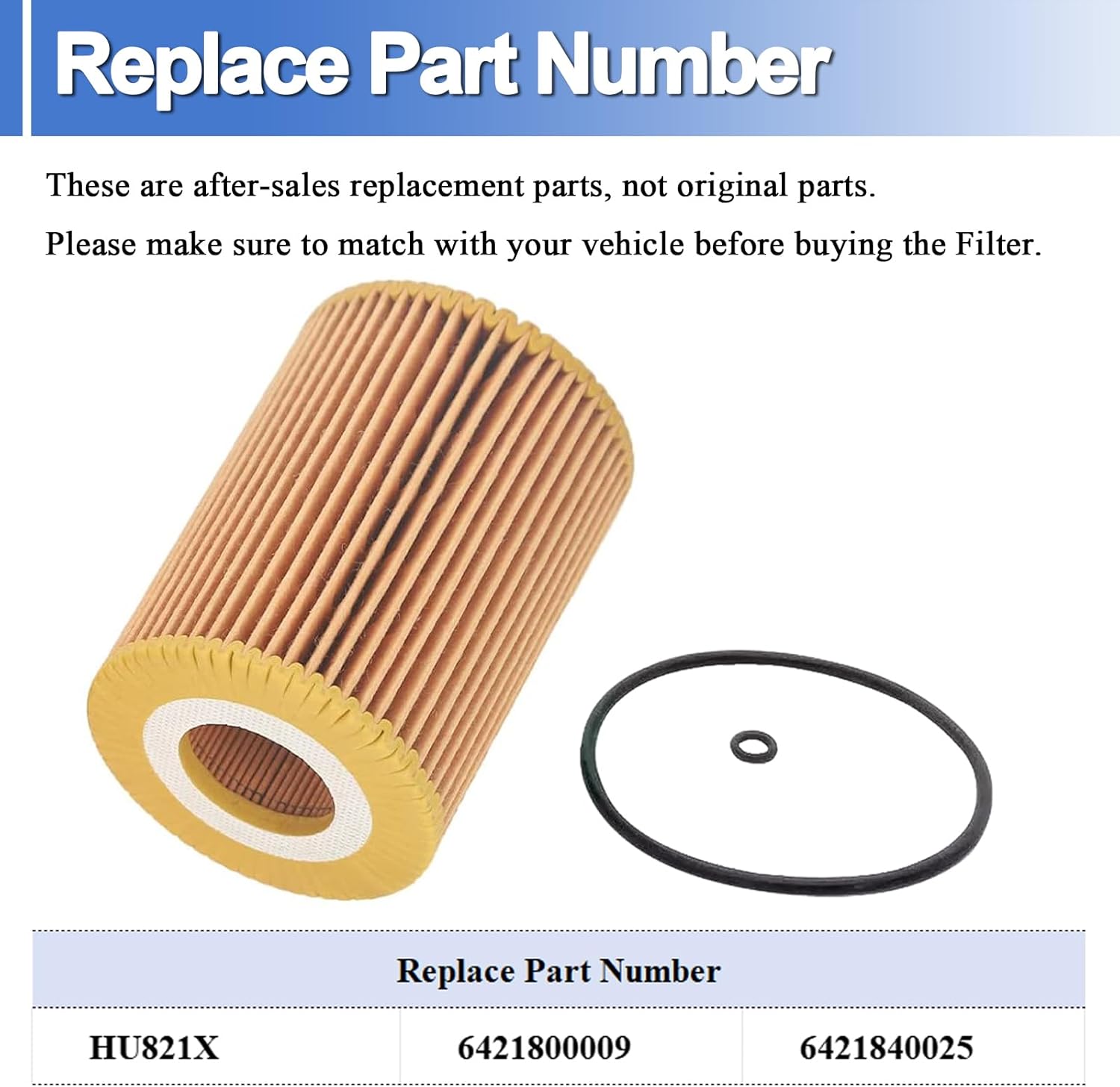 HU821X Oil Filter Compatible With Mercedes-Benz Freightliner Jeep Dodge Vehicle E350 GL350 ML350 R320 R350 S350, Replace # HU821X, 6421800009, 6421840025, Set of 12