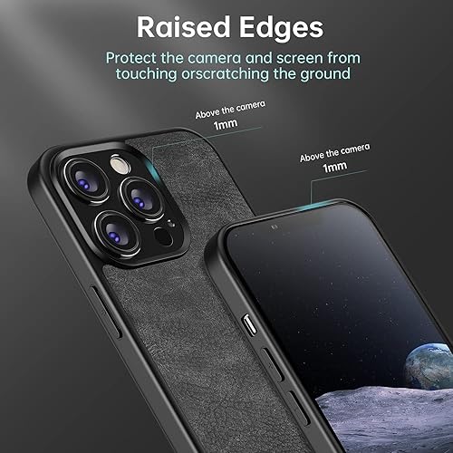 Miniatura 5 de SALAWAT Compatible con iPhone 13 Pro, delgada de piel sintética vintage a prueba de golpes, funda ligera de poliuretano termoplástico suave de alta