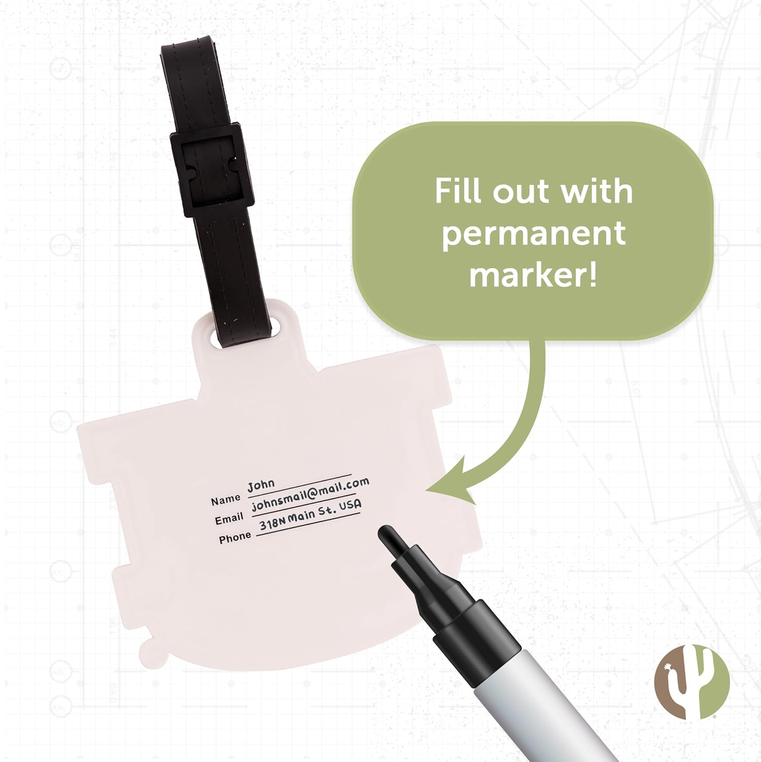 Desert Cactus Auburn University Luggage Tag – Official AU Tigers Travel ID Tag for Suitcases, Bags, and Carry-Ons (Design A) - Image 4