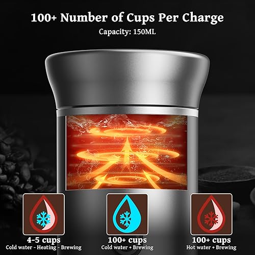 Miniatura 8 de Zcyge Cafetera portátil para café expreso, cafetera portátil Expreso con taza de té pequeña, compatible con café molido y cápsula NS para caravana,