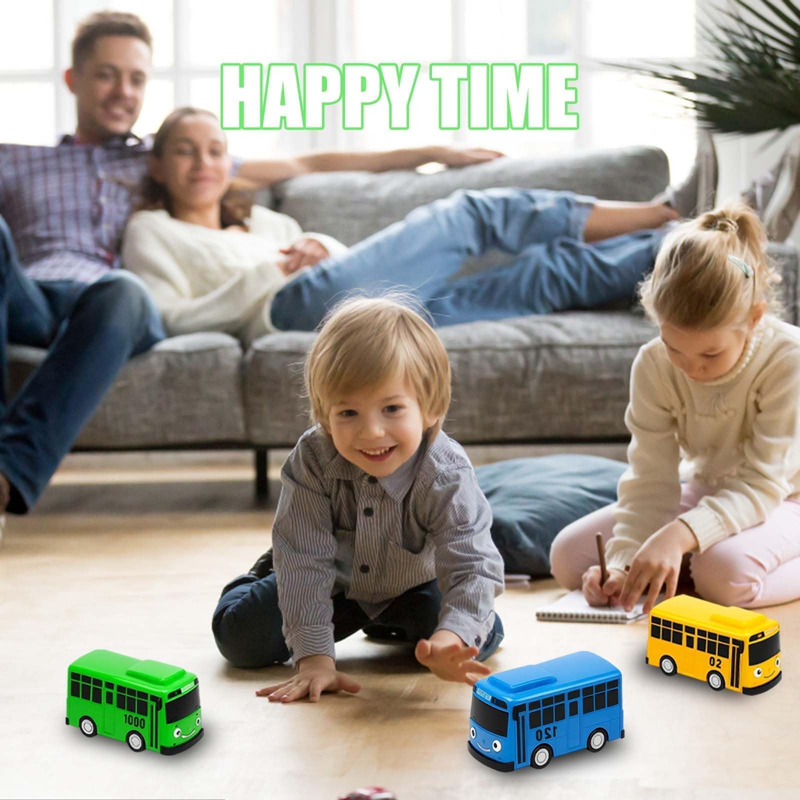 4PCS Green Bus Toy, The Little Bus Toy Set, Educational Vehicle Playset with Moving Wheels and Friendly Character Design for Kids Pretend Play and Learning — Amazon image 3
