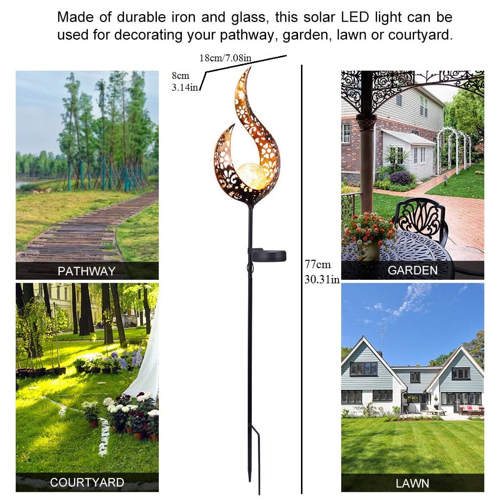 Solarne światło płomieniowe – wodoodporne ozdoby ogrodowe LED do dekoracji patio i krajobrazu – migoczący design dla lepszej atmosfery