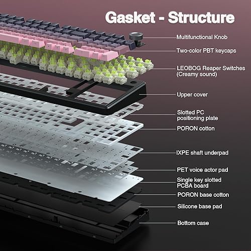 Miniatura 6 de AULA Teclado mecánico inalámbrico F99 Pro con perilla, Tri-Mode BT5.0USB-C2.4GHz Teclado intercambiable en caliente, estructura de junta, sonido