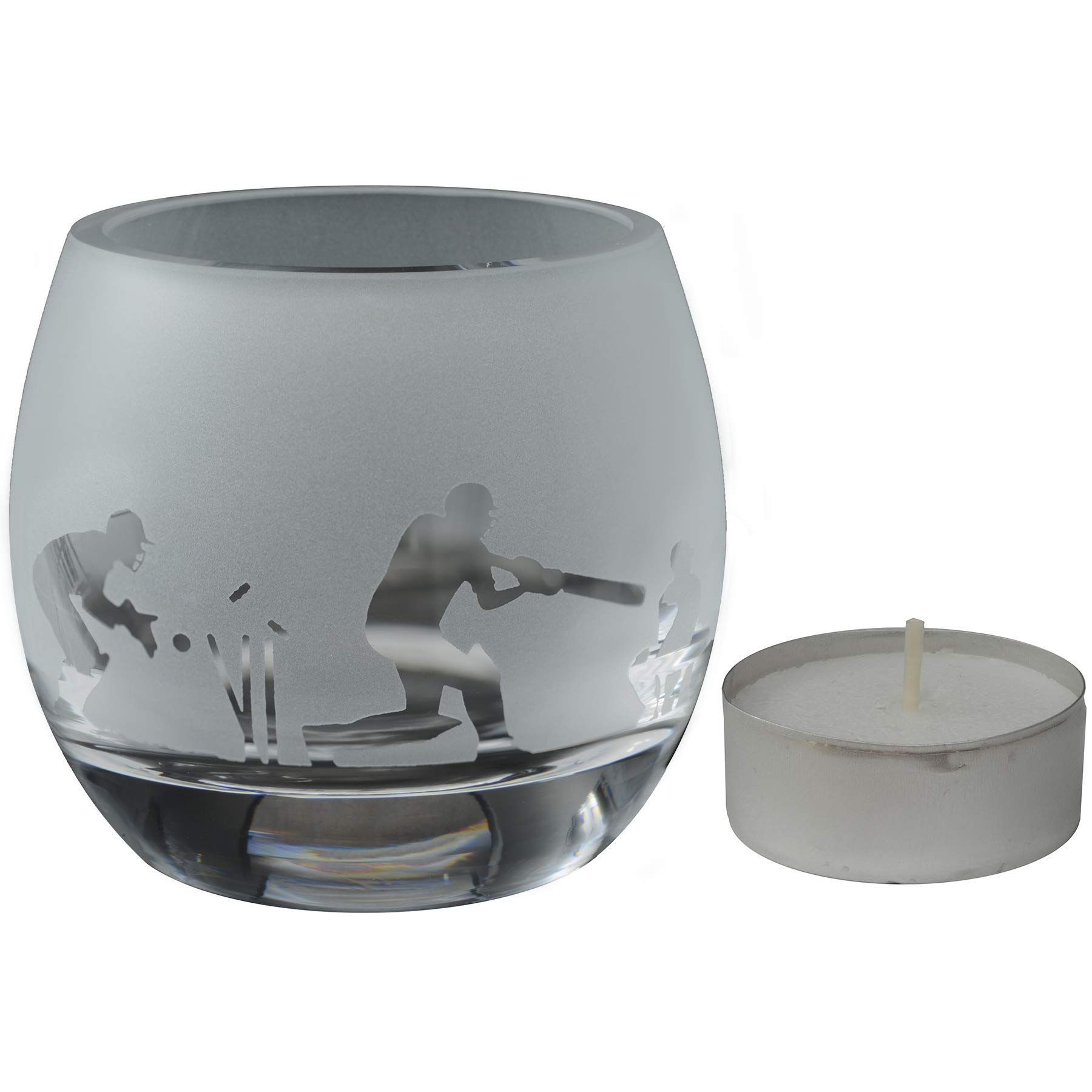 Milford Collection Animo Glass Small Crystal Sport Glass Tealight Candle Holder - Cricket