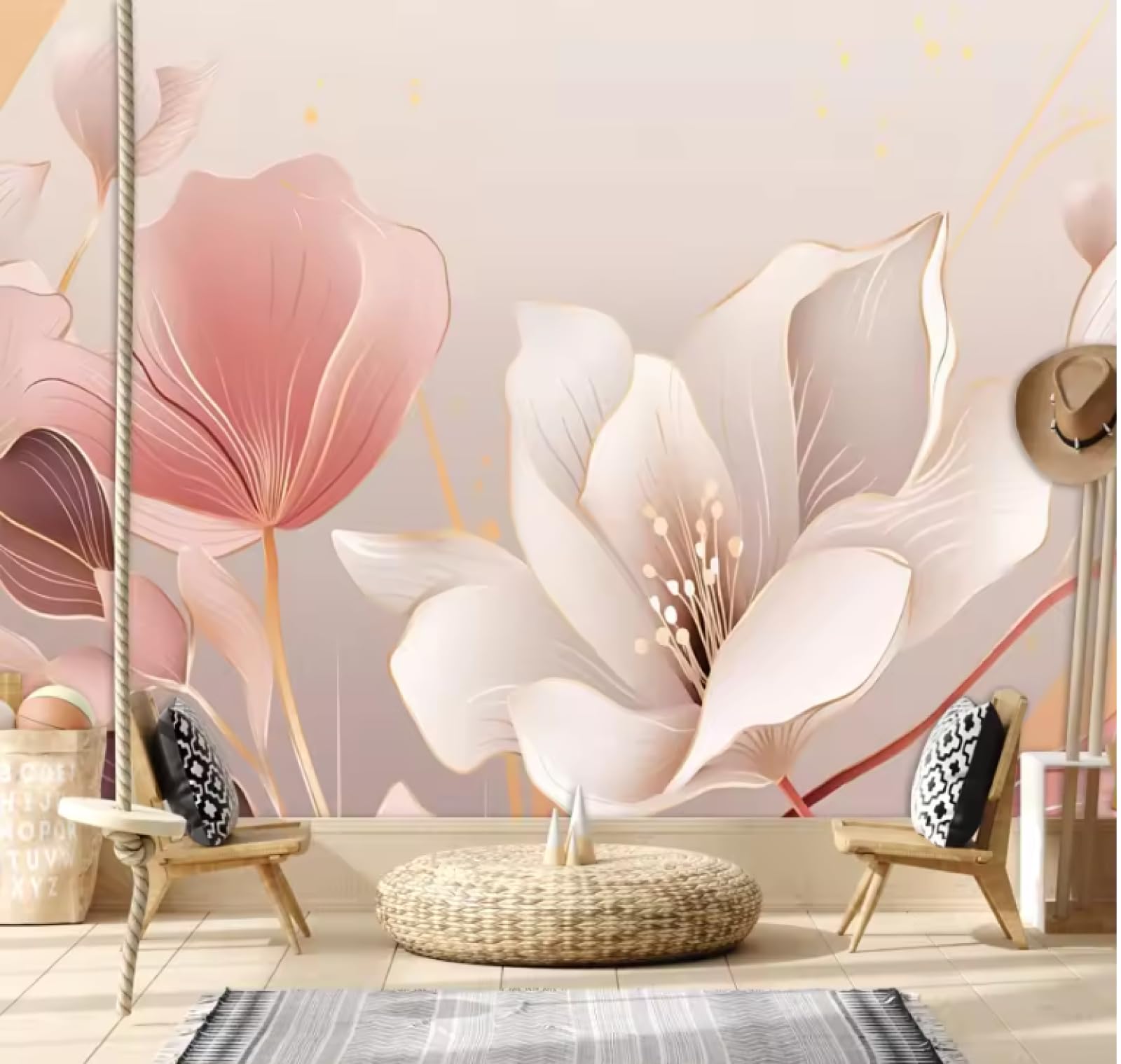Tapeta dekoracja salonu tapety wystrój domu kwiat lotosu mural tapeta 3D, 3D, 250 x 175 cm