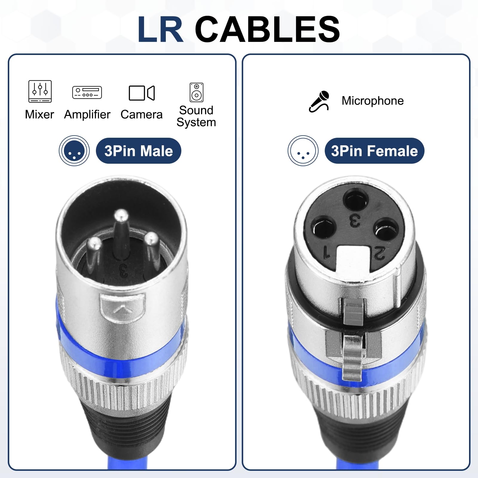 QUARKZMAN 6 Pcs Cables XLR 6.5 Ft Cable De Micrófono XLR Macho A Hembra | 3 Pines, Accesorios De Micrófono Balanceados Parche Altavoz, Para Estudios De Grabación En Viviente Mezclador