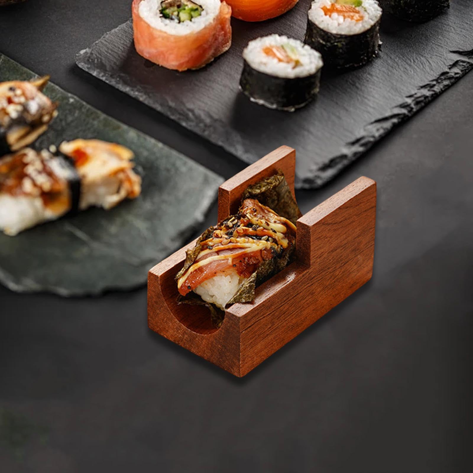 Soporte de Madera para Sushi y presentación de Tacos en Mesa, 1 Rejilla, Individual