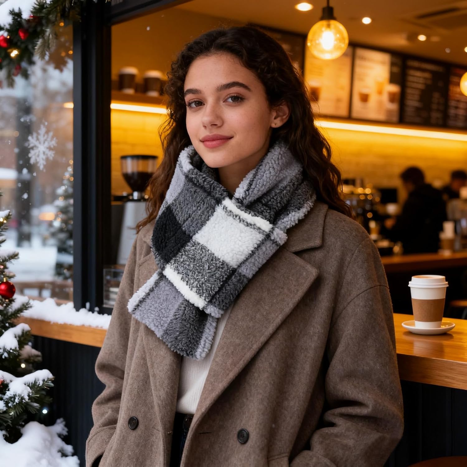 PESAAT Women Winter Scarf Fleece Lady Neck Warmer Classic Scarves for Girls Cold Weather - Image 2