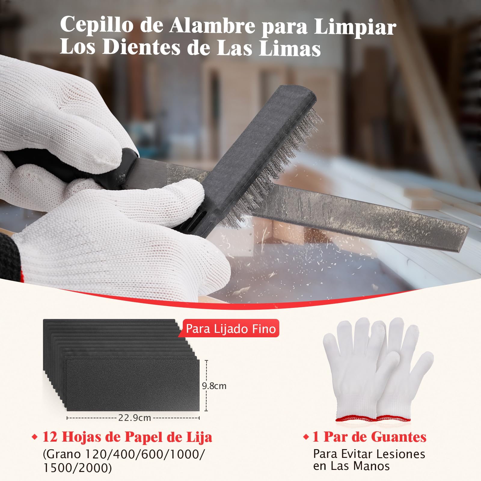 Geevorks Set di lime e scofini, 33 pezzi, set di lime per metallo, 14 lime piccole, 4 lime grandi, 1 spazzola di pulizia, 1 lima di legno, per lucidare legno e metalli