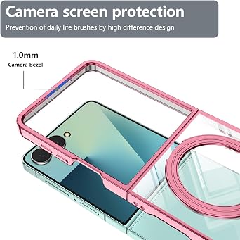 Compatible with Galaxy Z Flip 7 Case with O-Ring Stand Clear Case