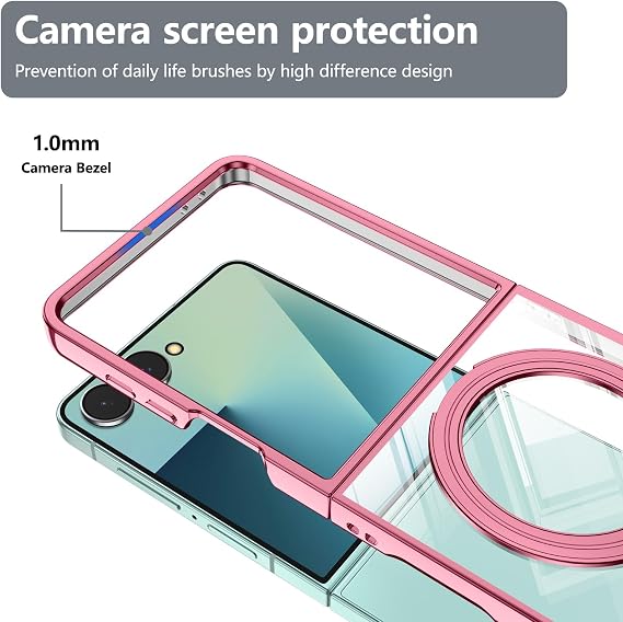 Compatible with Galaxy Z Flip 7 Case with O-Ring Stand Clear Case
