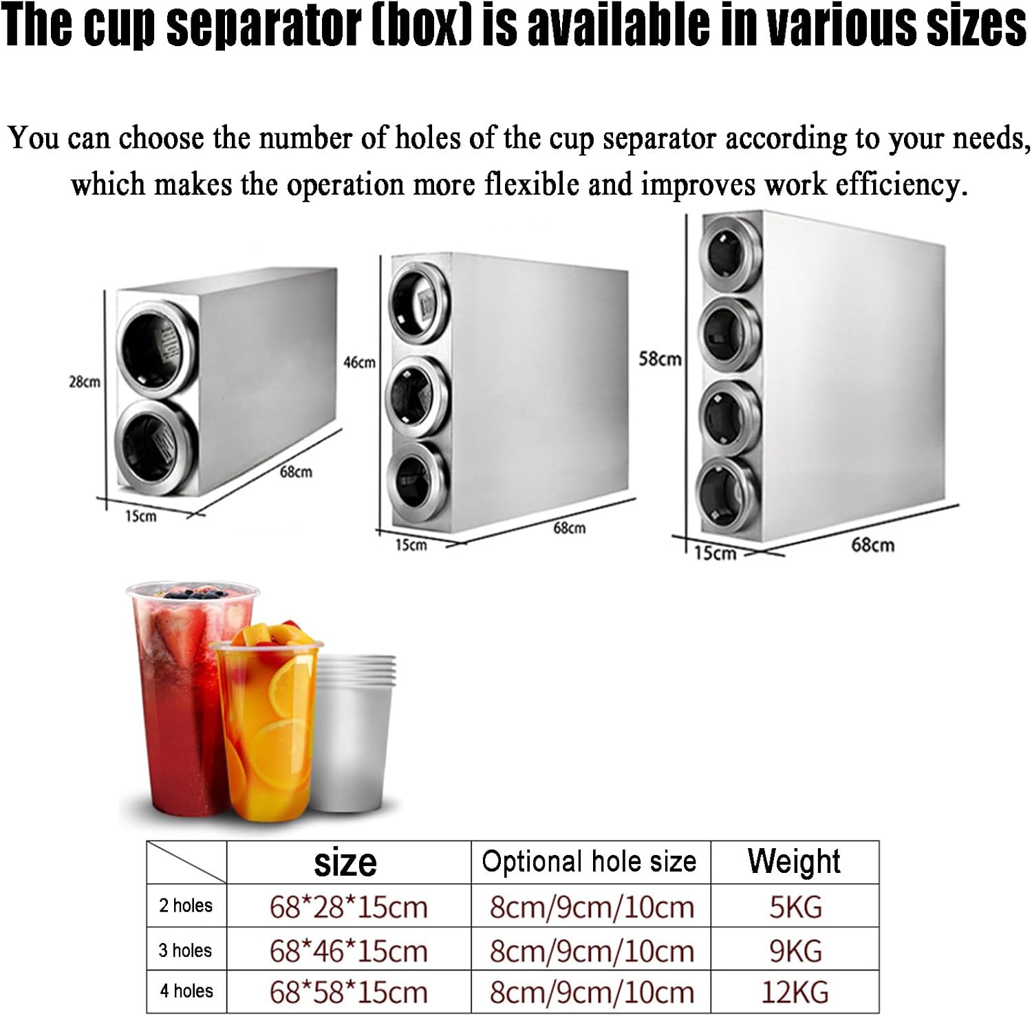 2/3/4 Holes Cup Dispenser, Stainless Steel Pull-Type Cup Dispenser, Built-in Spring, Adjustable Tightness, No Cup Jamming, for Diameter 8/9/10cm, for Bars, Restaurant