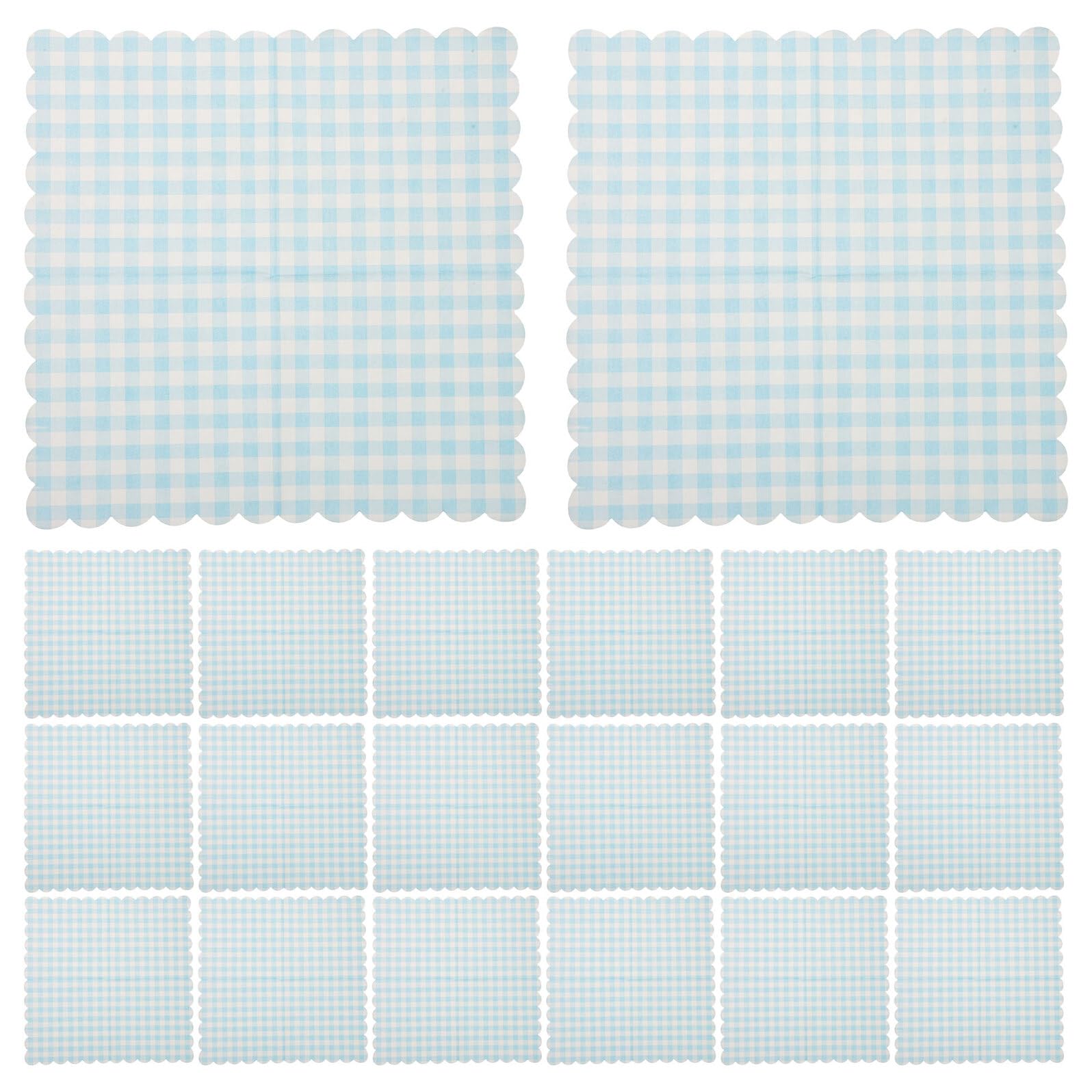 Serviettes en papier à carreaux bleus anti-déchirure jetables pour restaurant
