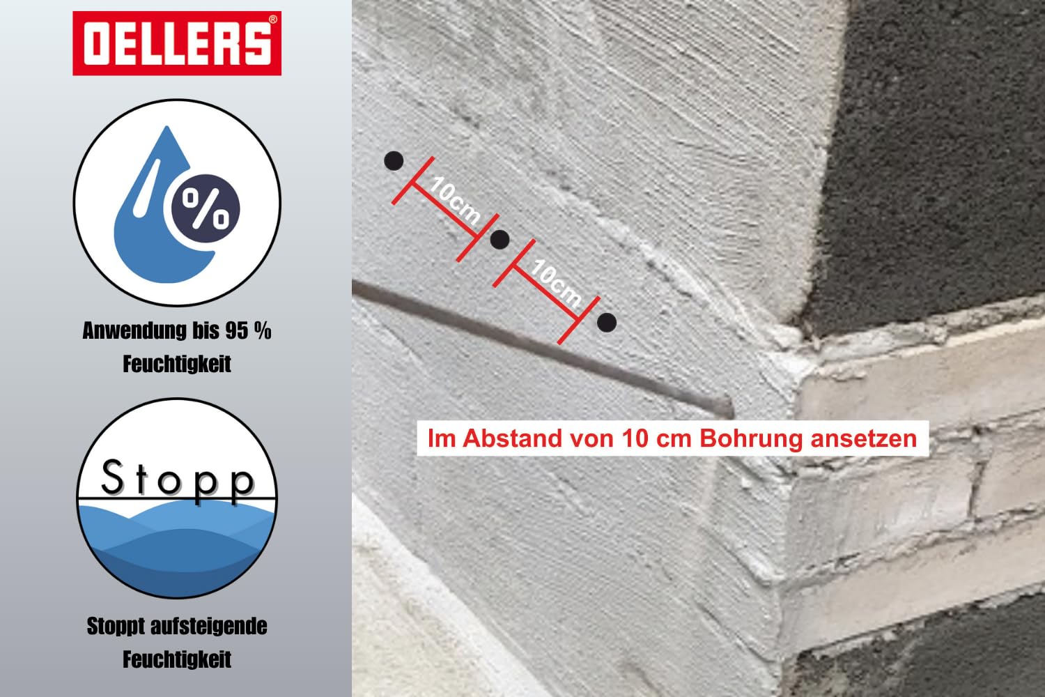 OELLERS Horizontalsperre Set 3x5L Diffusil Injektionsflüssigkeit gegen aufsteigende Feuchtigkeit mit Pumpe