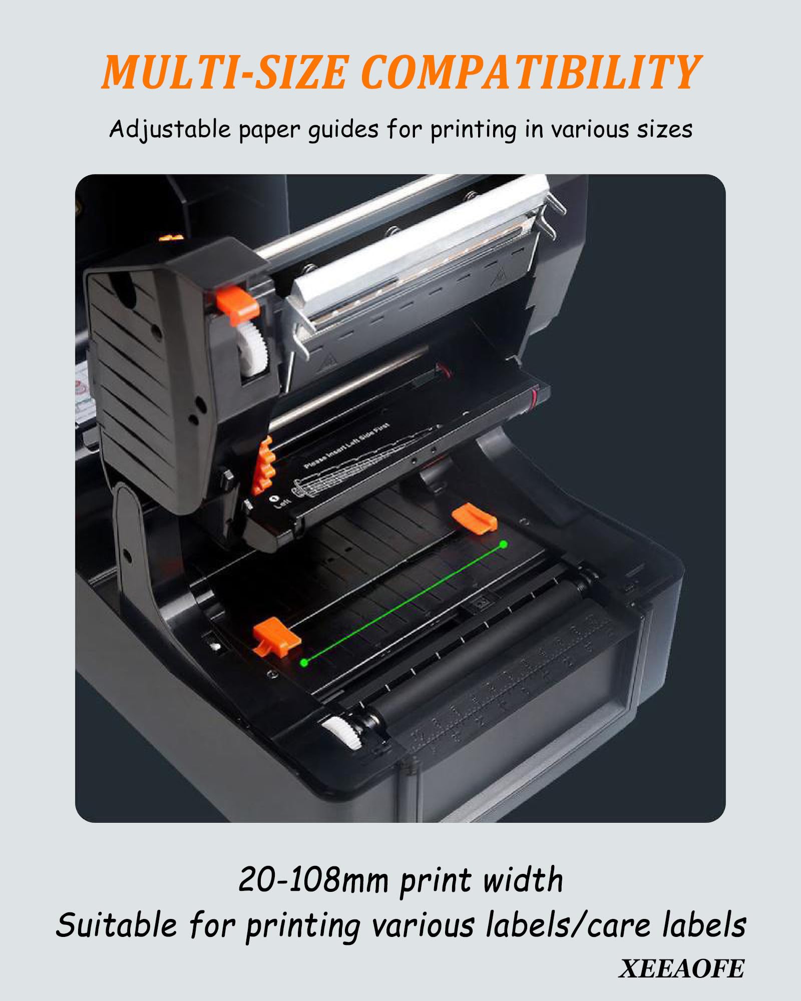 Drukarka Etykiet Wysyłkowych - 300 DPI | Prędkość Druku 127mm/s | Szerokość Druku 15-108mm (0.6-4.3 cala), Drukarka Etykiet do Paczek Wysyłkowych i Małych Firm NoCutter