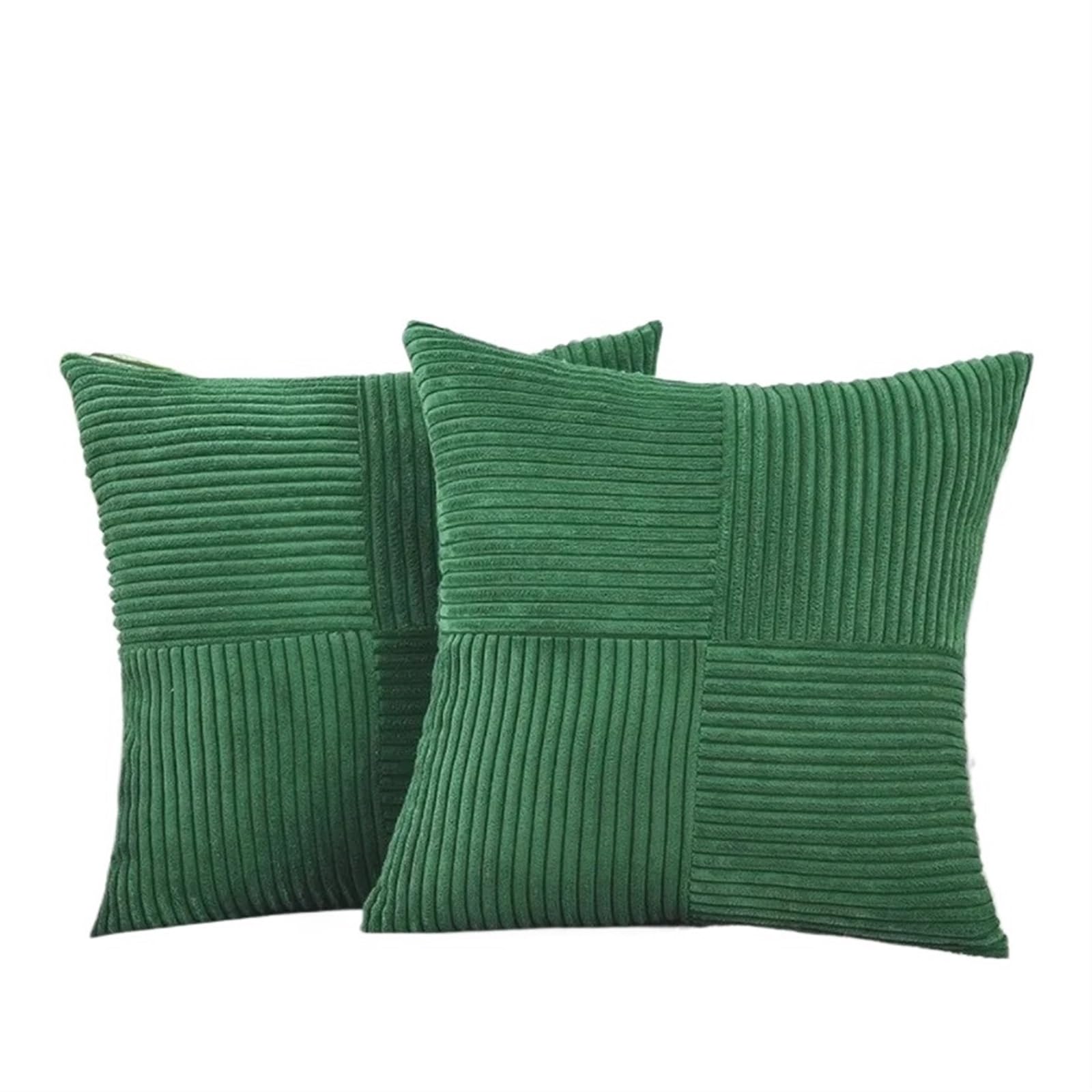 Housse de coussin velours côtelé vert foncé 50x50 cm pour canapé