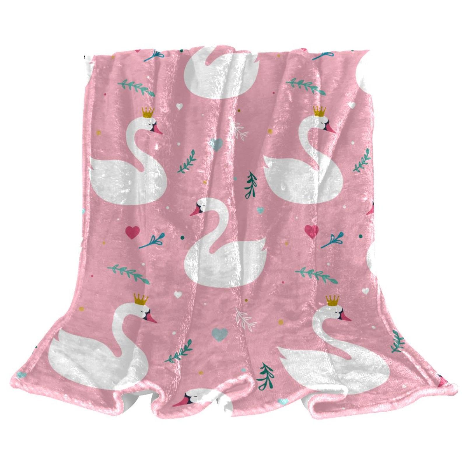 Couverture polaire cygne blanc contre le froid plaid doux pour canapé