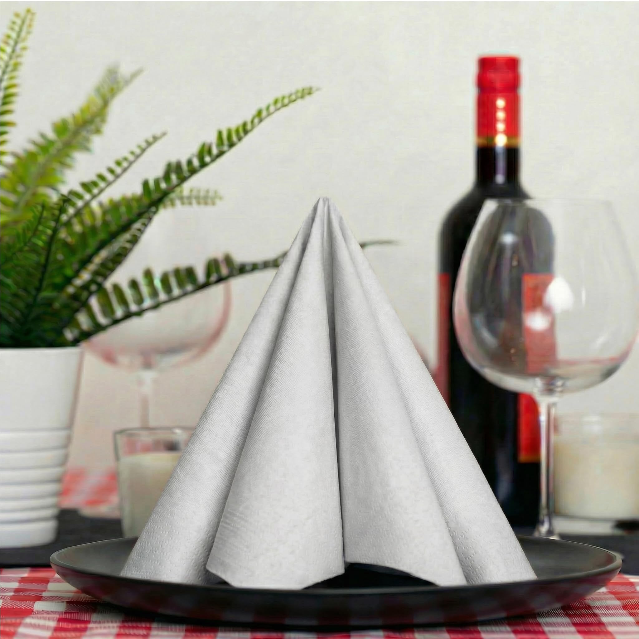 Servilletas de papel American Homstead, de 40 x 40 cm, ecológicas y ecológicas, ideales para recepción de fiestas o bodas. Compost grueso absorbente bio y reciclaje (plata)