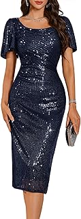 BeryLove Women Sequin Formal Cocktail Party Dresses Prom Bodycon Dress