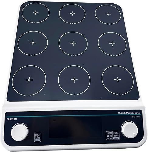 Multi Point Magnetic Stirrers Digital Multi Position Magnetic Stirrer with 9 Stirring Points Speed 50-1500RPM Plate Size 110MM Max Stirring