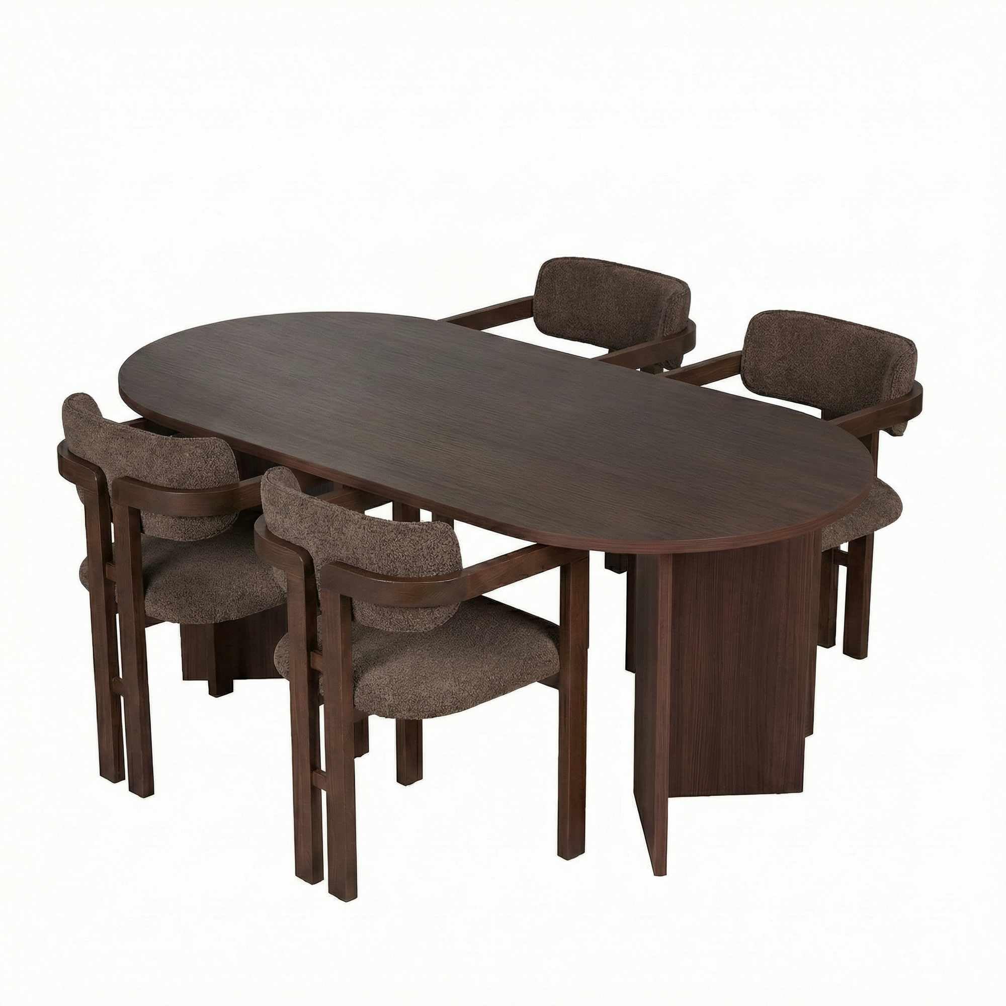 Elegantes 5-teiliges Esstisch- & Stühle-Set, Milano Walnut & Dunkles Walnuss | 100% melaminbeschichtet, leicht zu reinigendes Gewebe, perfekt für Moderne Zuhause