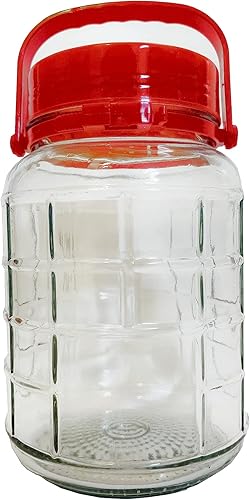 Miniatura 3 de C&H Solutions 2 tarros de vidrio de 5 litros (aproximadamente 1.32 galones) con tapa de boca ancha, tapas de plástico para verter boquillas,