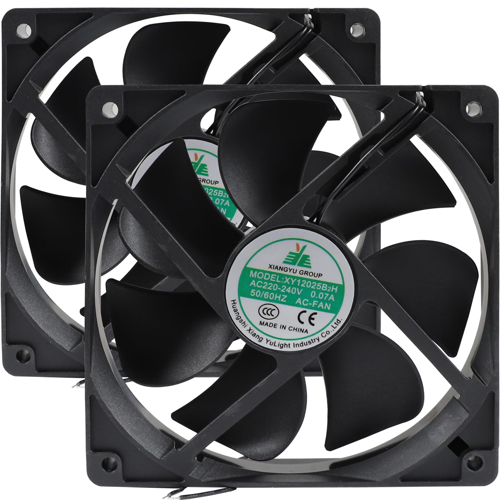 XY12025B2H EC 12025 Ventilador de refrigeración, XY-12025B2H 220-240V 0.07A Piezas de repuesto para gabinete de alto volumen de aire, 50/60Hz, tamaño: 120×120×25mm, 7 aspas de ventilador (2 piezas)